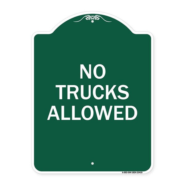 Signmission Parking Lot Sign No Trucks Allowed, Green & White Aluminum Sign, 18" x 24", GW-1824-23419 A-DES-GW-1824-23419 - main